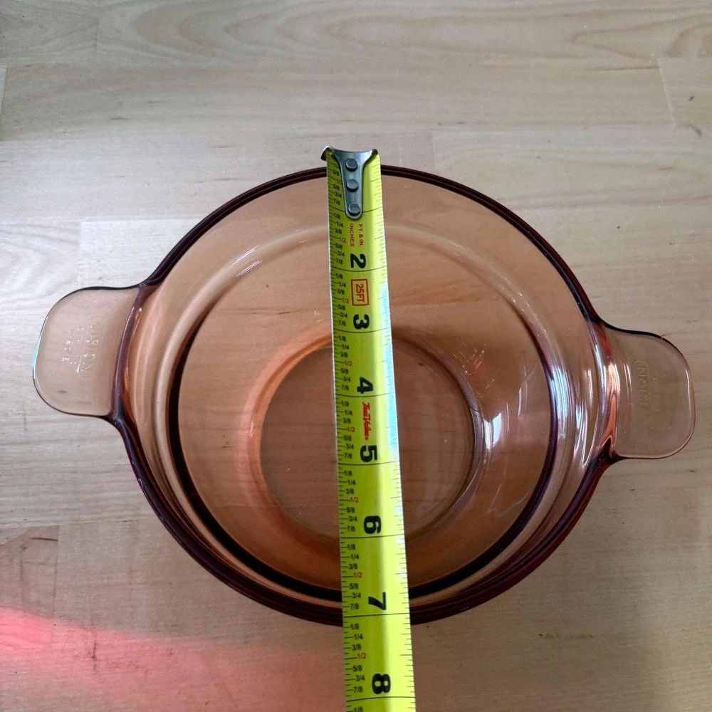 Vintage Visions France Amber Glass Casserole Baking Dish 1.5 Qt Round‎ Retro MCM